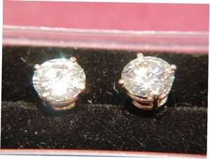14K Yellow or White Gold Stud Earrings with Four Prong Basket Setting with Heavy Duty Friction Backs
